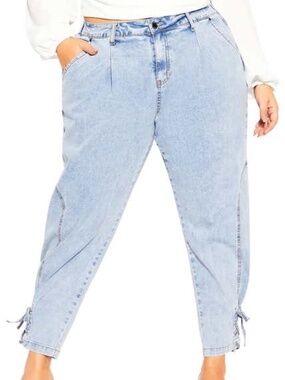 City Chic Denim Tapered Jogger Jeans Light Blue Plus Size 16 Harley Cropped